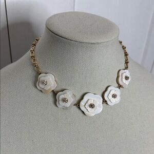 Gold and Cream Mother of Pearl Floral Necklace